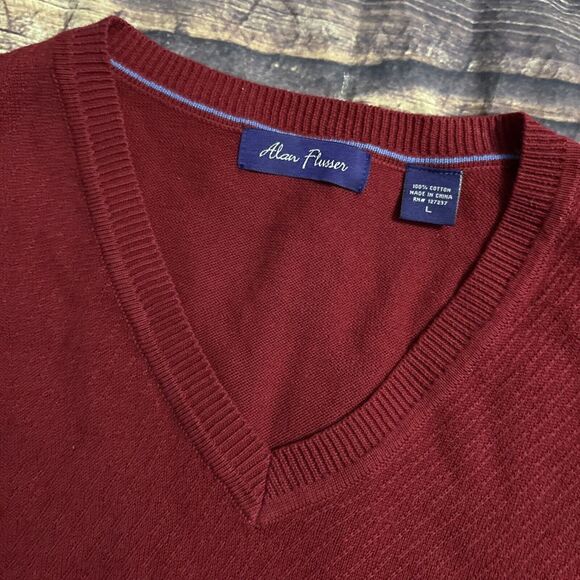 Alan Flusser Other - Alan Flusser Mens Red Sleeveless V Neck Textured  Pullover Sweater Vest Size L